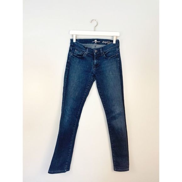 7 For All Mankind Denim - 7 For All Mankind Dark Wash Straight Leg Jeans
